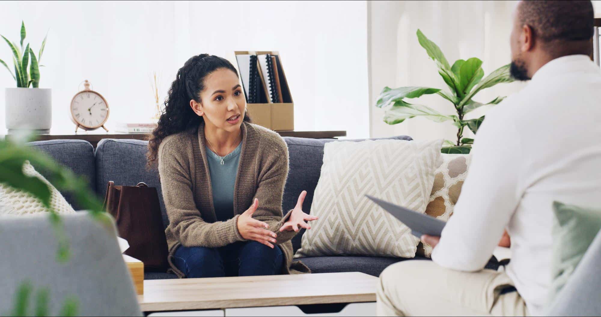 Therapy counseling session with mental health professional